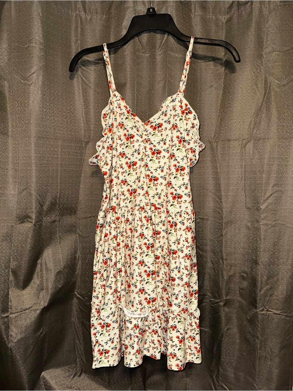 Floral Spaghetti-Strap Midi Dress - Cream with Red Floral